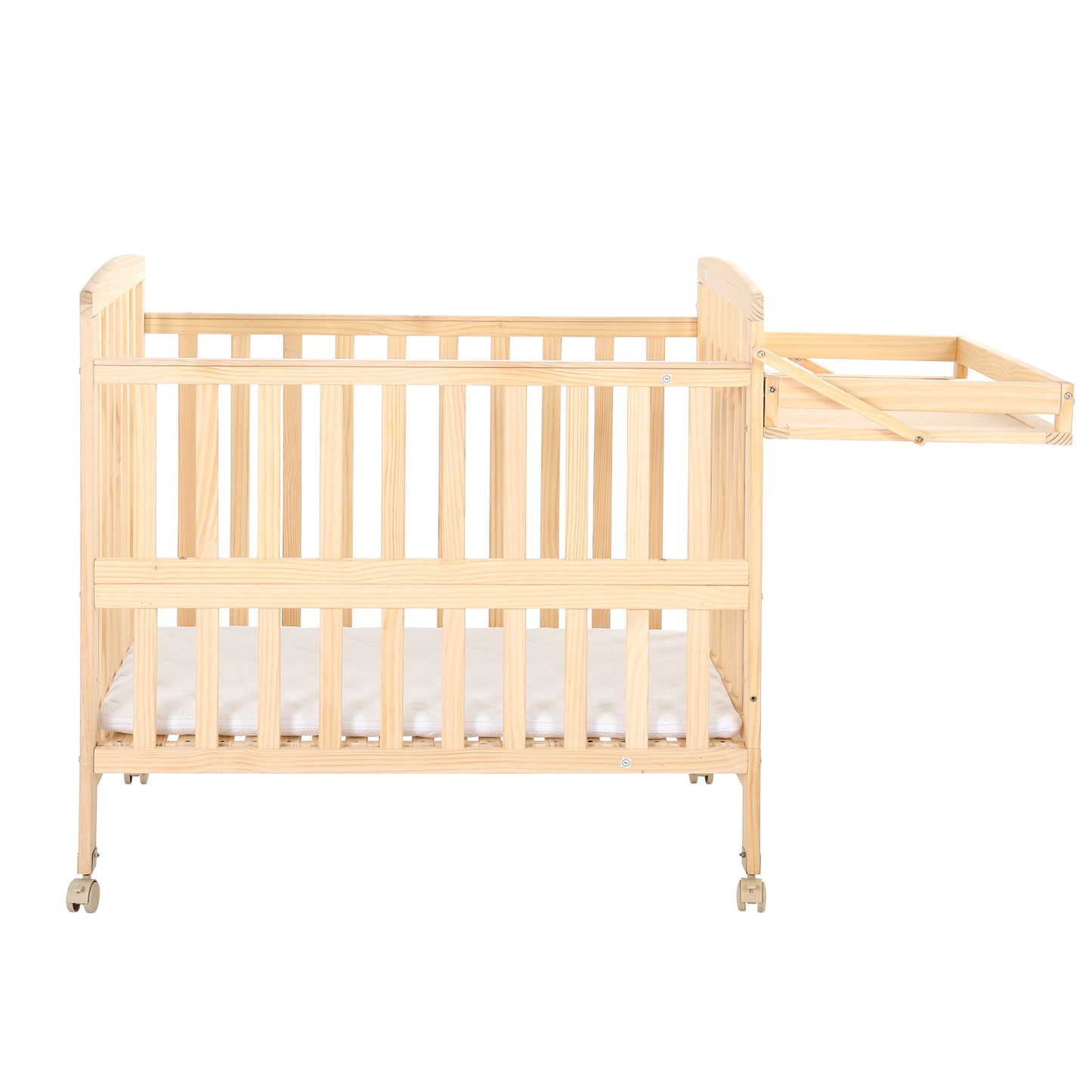 FUNLIO Mini Baby Crib, Paint-Free Pine Wood Crib