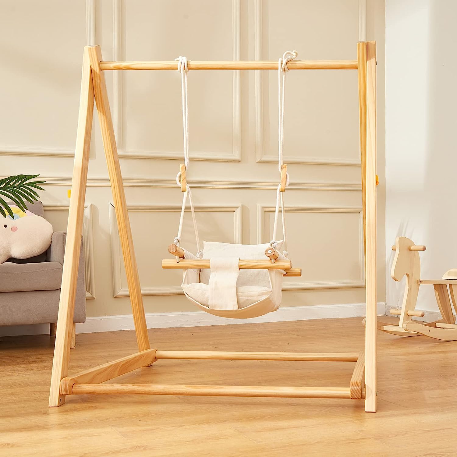 Wooden childrens hot sale swing