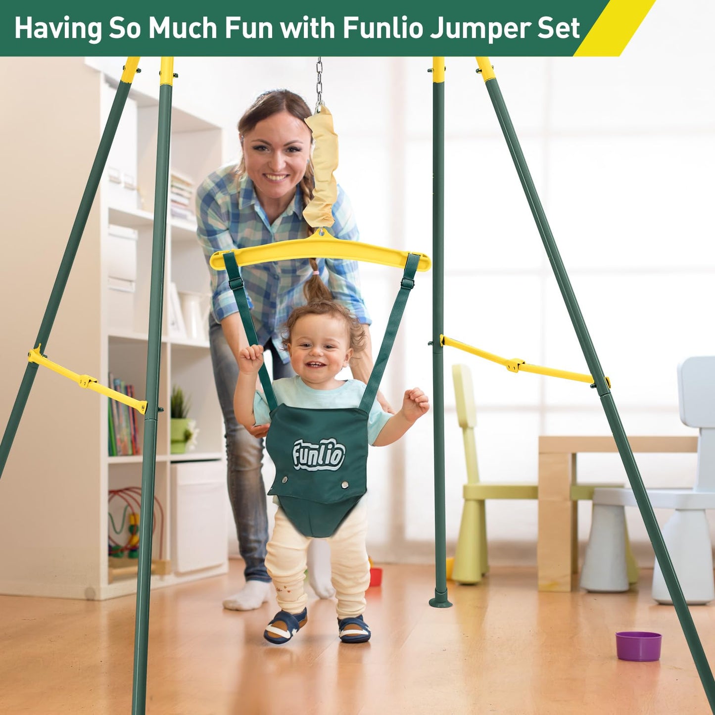 FUNLIO Baby Jumper with Stand for 6-24 Months