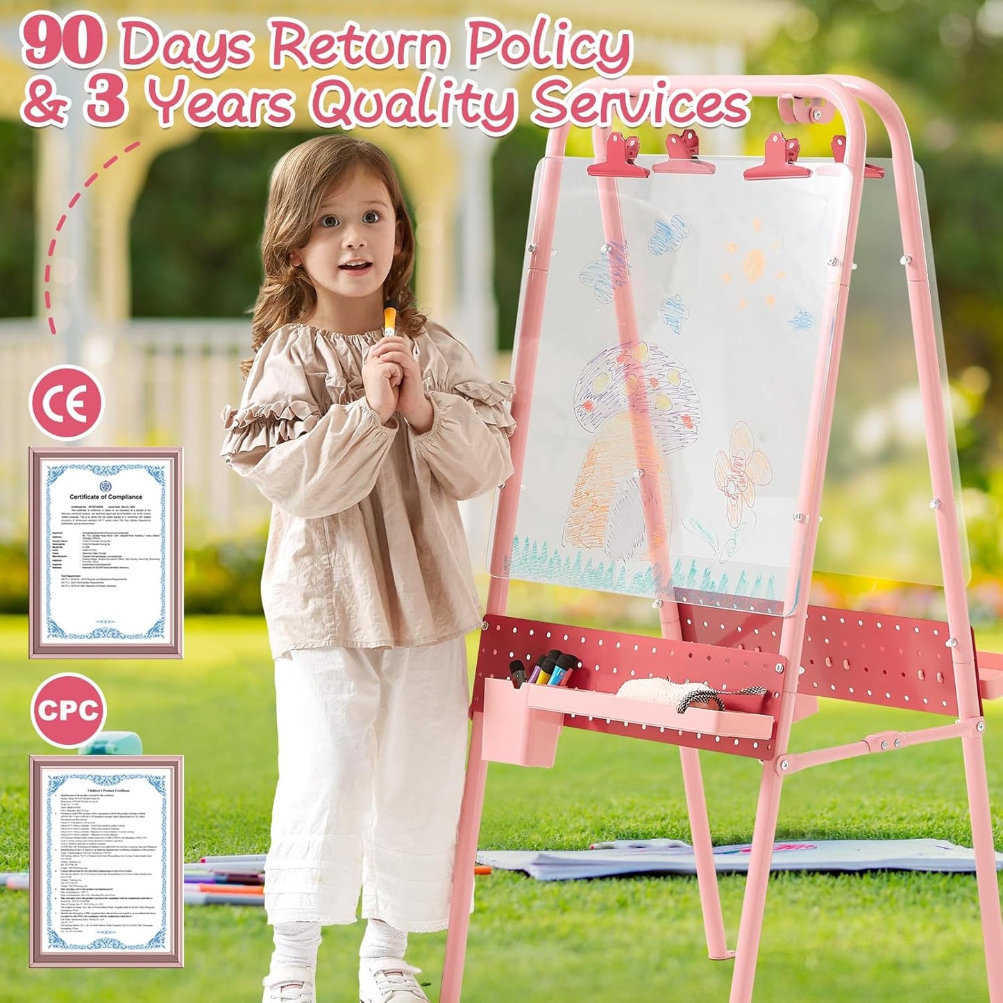 Cavalletto per bambini FUNLIO per esterni, colore rosa