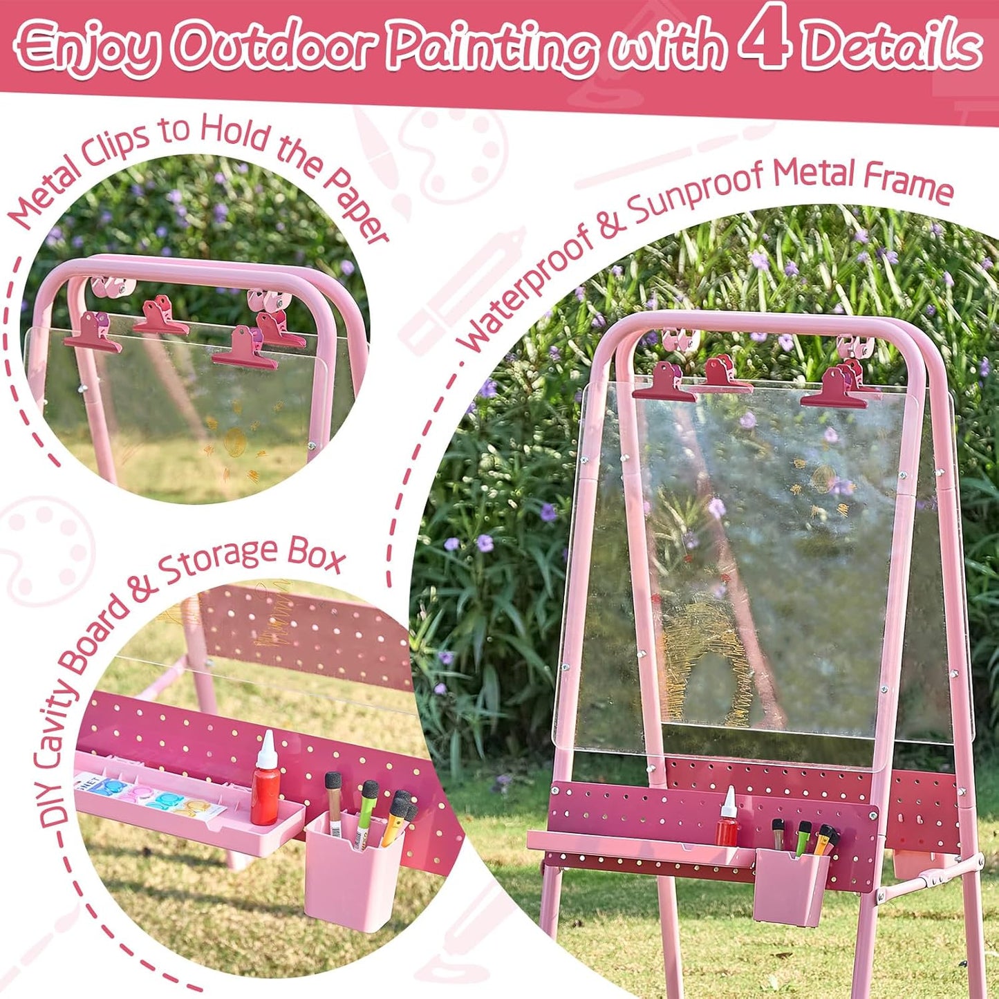 Cavalletto per bambini FUNLIO per esterni, colore rosa