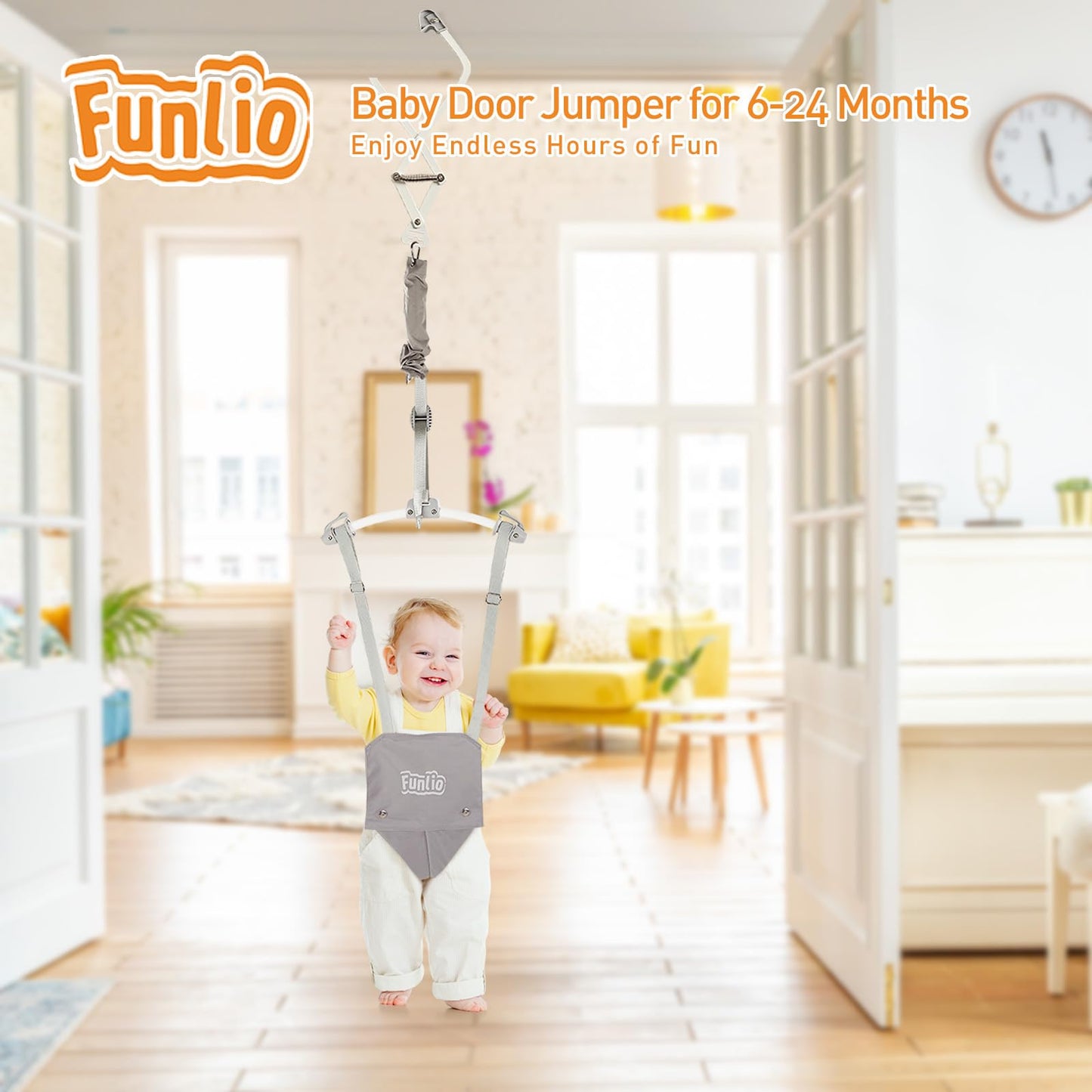 FUNLIO Baby Door Jumper per bambini dai 6 ai 24 mesi (con morsetto per porta)