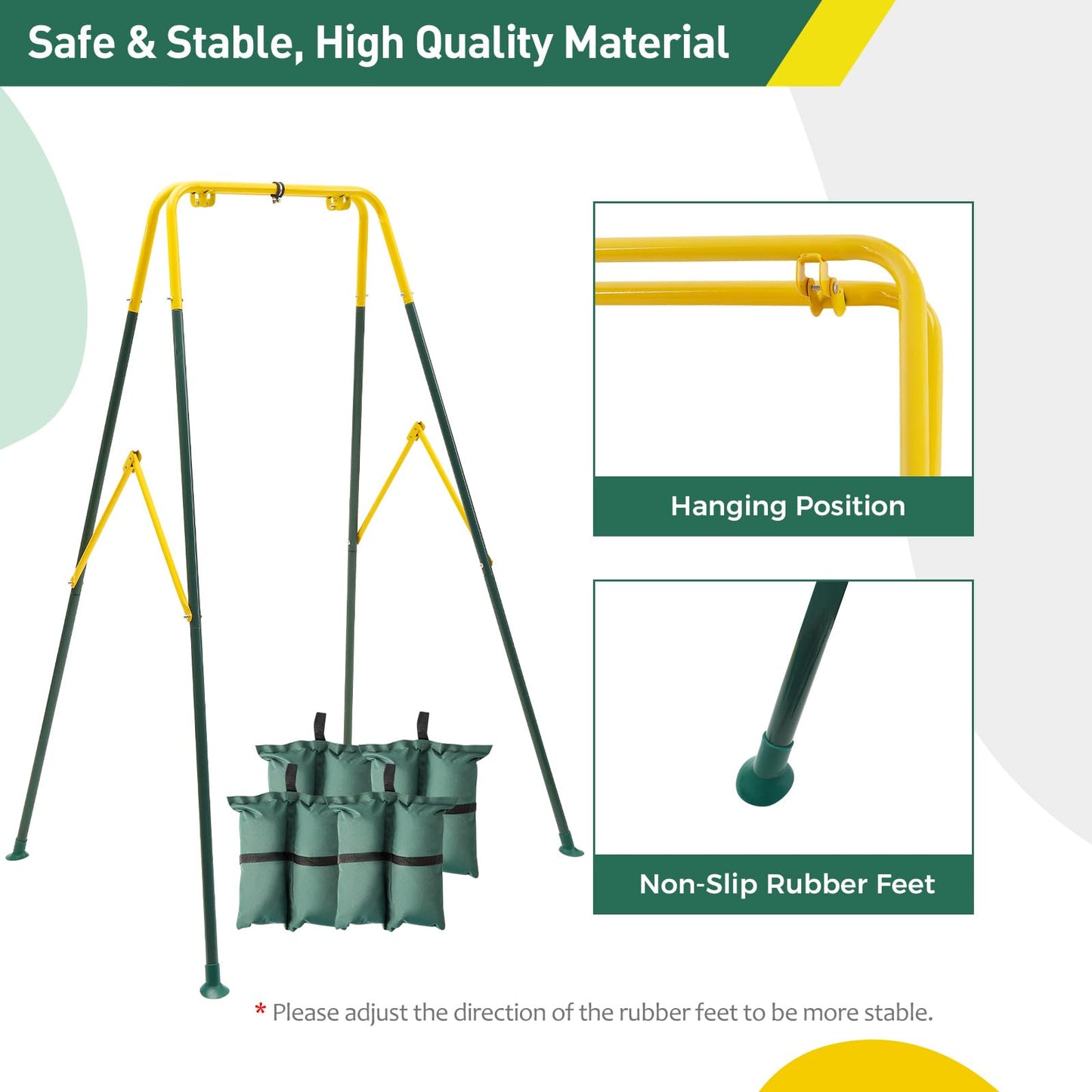 FUNLIO Foldable Swing Stand for Kids with 4 Sandbags