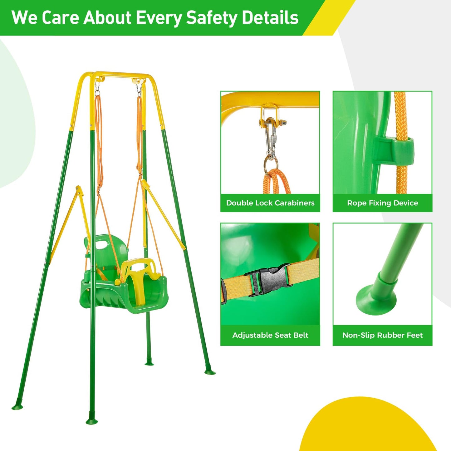 Set altalena FUNLIO 3 in 1 per bambini piccoli con 4 sacchi di sabbia