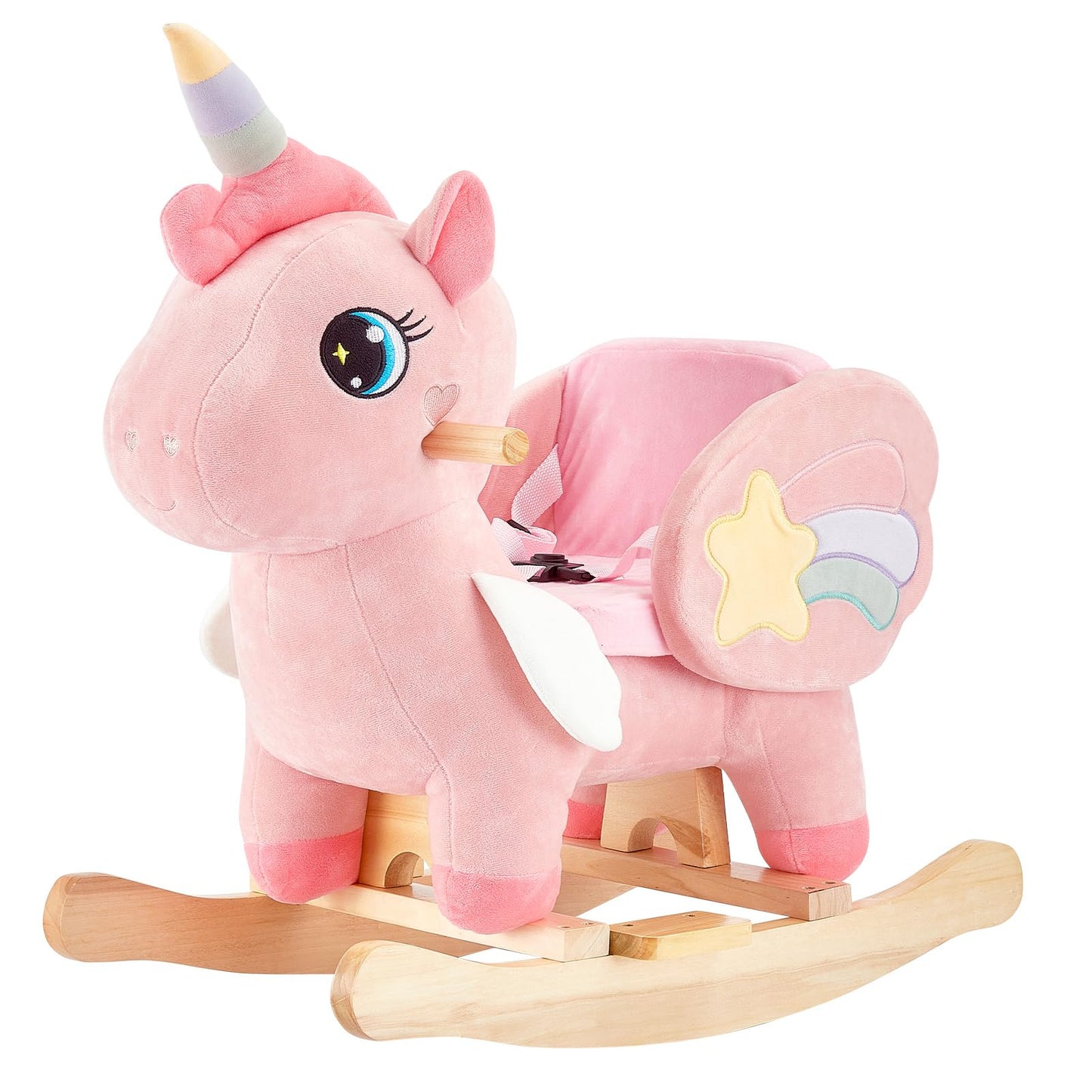FUNLIO Cavallo a Dondolo Unicorno, Rainbow Fairy per bambini da 6 mesi a 3 anni, Cavalcabile