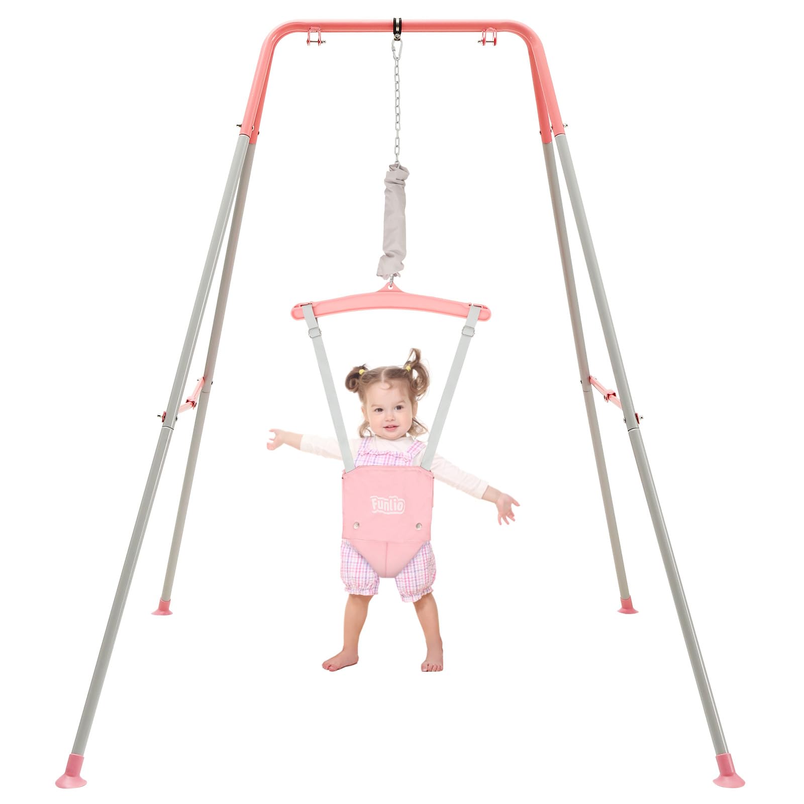 FUNLIO Baby Door Jumper with Stand for 6-24 Months, Baby Jumper for Indoor/Outdoor Playing, Toddler Sweater for Baby Girl/Boy, with Adjustable Chain, Easy to Assemble and Store FUNLIO Baby Door Jumper with Stand for 6-24 Months, Baby Jumper for Indoor/Outdoor Playing, Toddler Sweater for Baby Girl/Boy, with Adjustable Chain, Easy to Assemble and Store