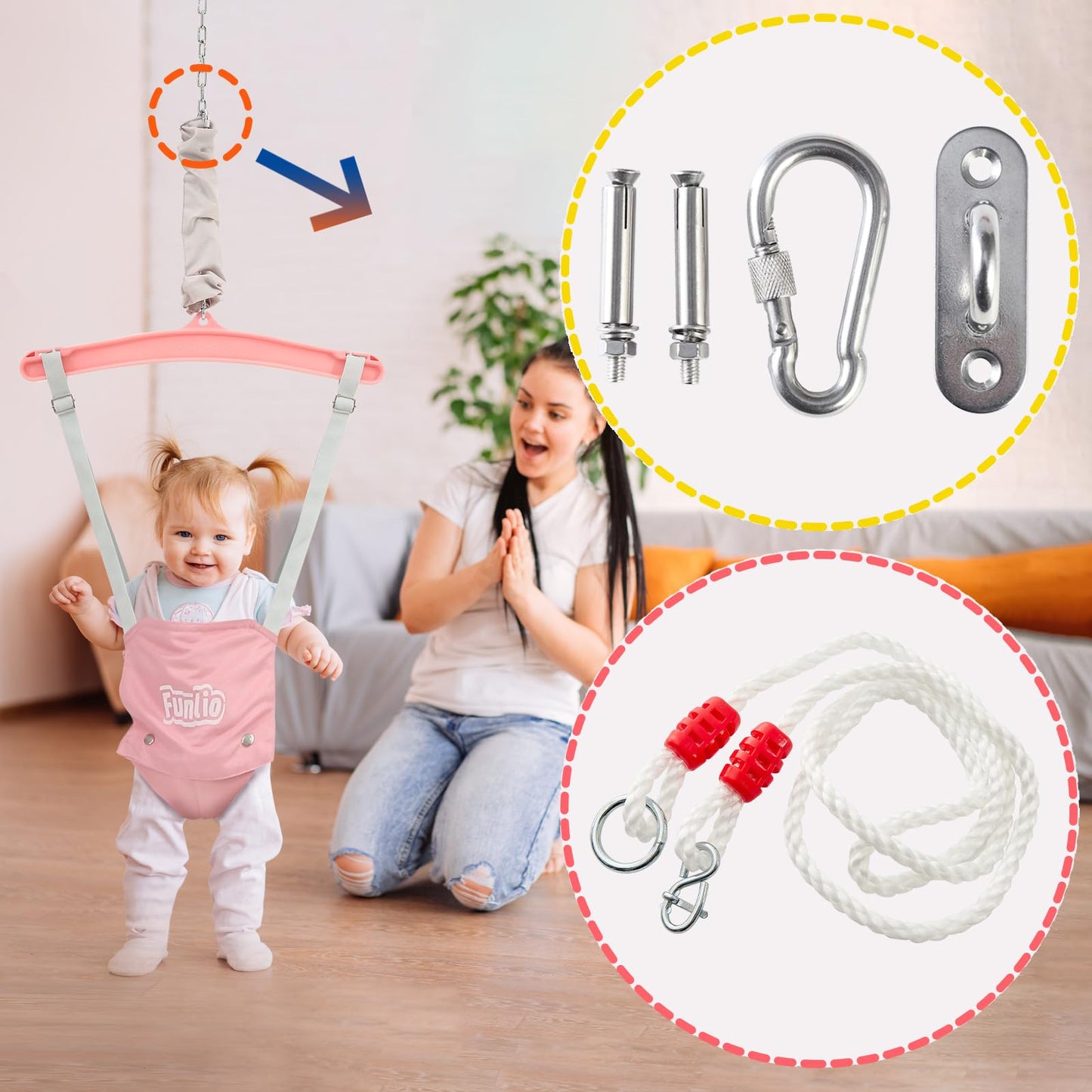 FUNLIO Salopette per neonati con gancio a soffitto per 6-24 mesi