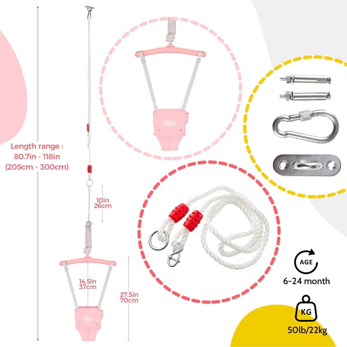 FUNLIO Salopette per neonati con gancio a soffitto per 6-24 mesi