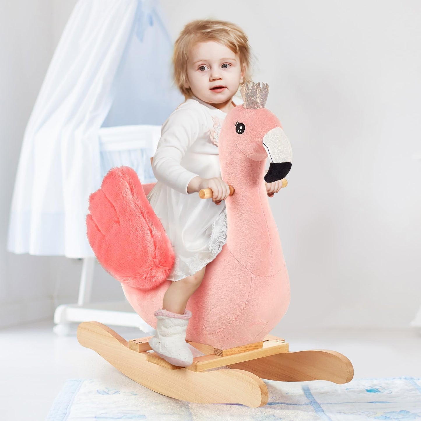FUNLIO Flamingo Baby - Cavallo a dondolo per bambini dai 6 mesi ai 3 anni