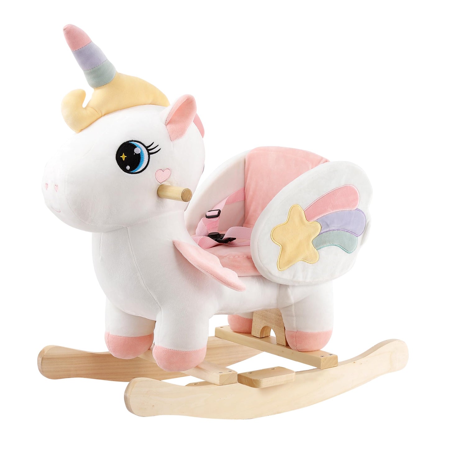 FUNLIO Cavallo a Dondolo Unicorno, Rainbow Fairy per bambini da 6 mesi a 3 anni, Cavalcabile