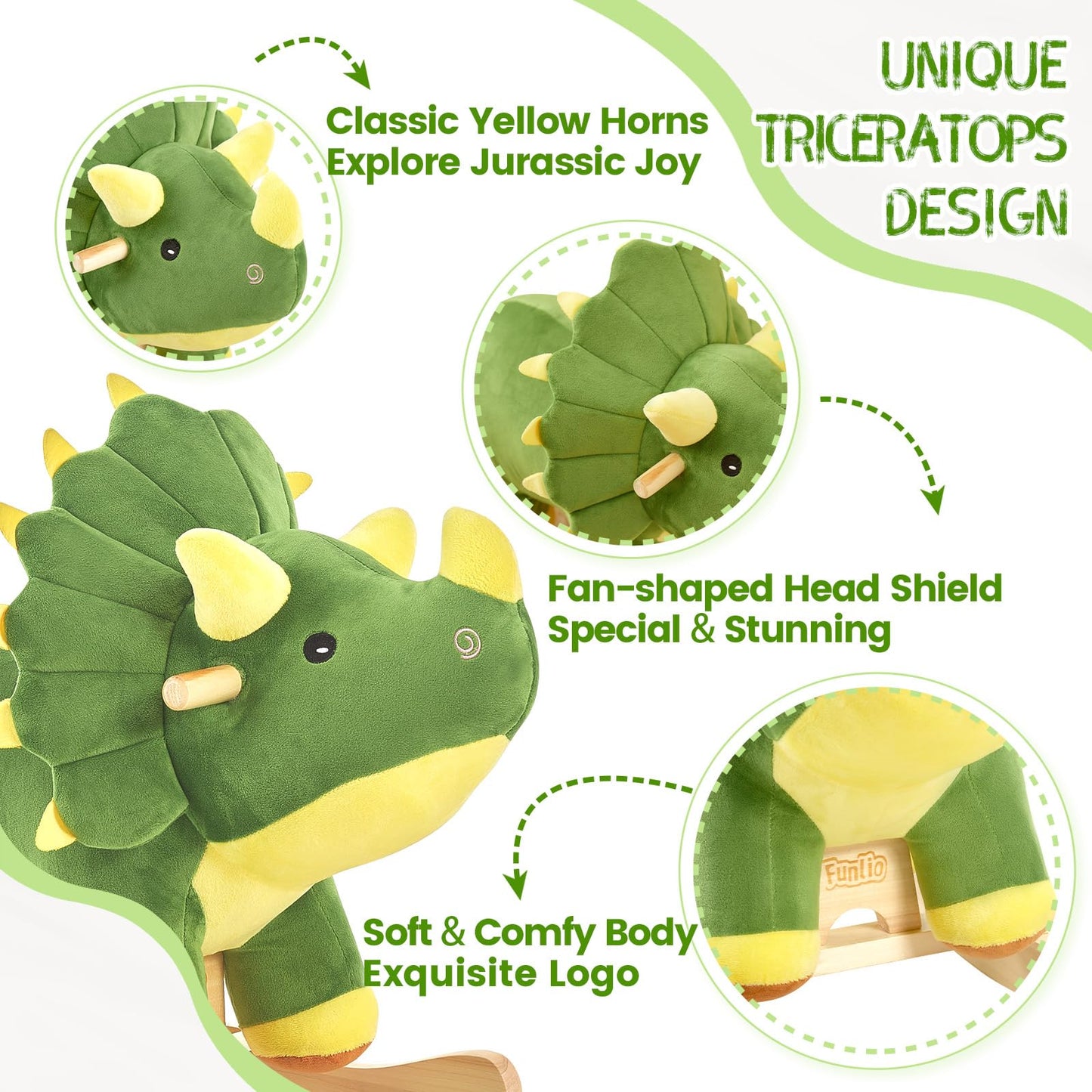 FUNLIO Dinosaur Baby - Cavallo a dondolo per bambini da 1 a 3 anni