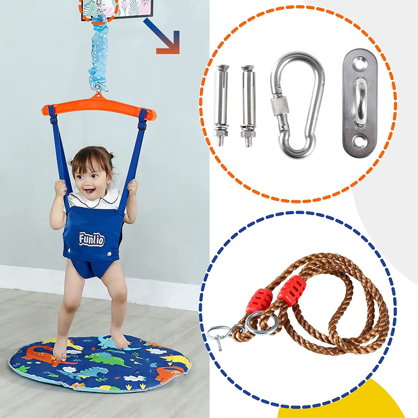 FUNLIO Baby Jumper with a Ceiling Hook for 6-24 Months