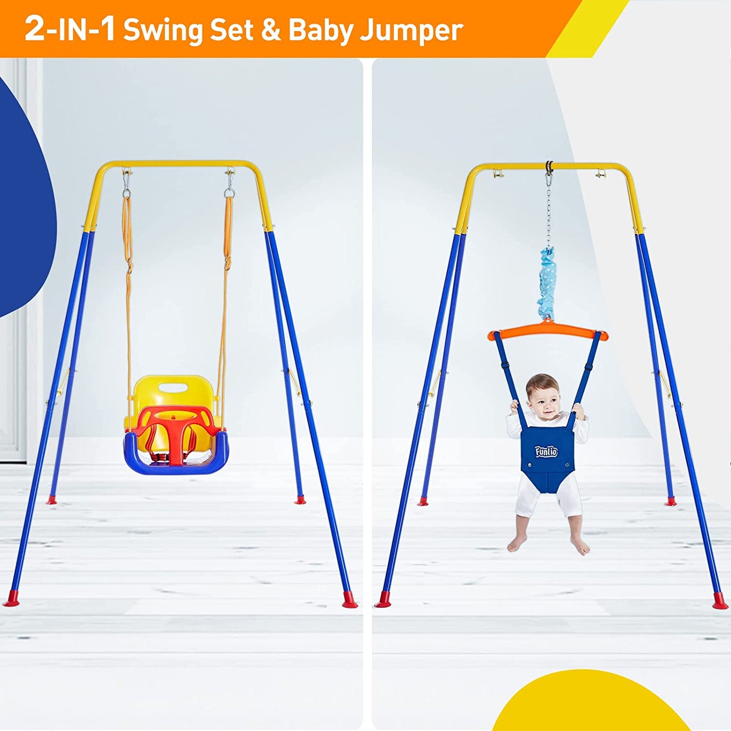 FUNLIO 2 in 1 Swing Set for Toddler & Baby Jumper