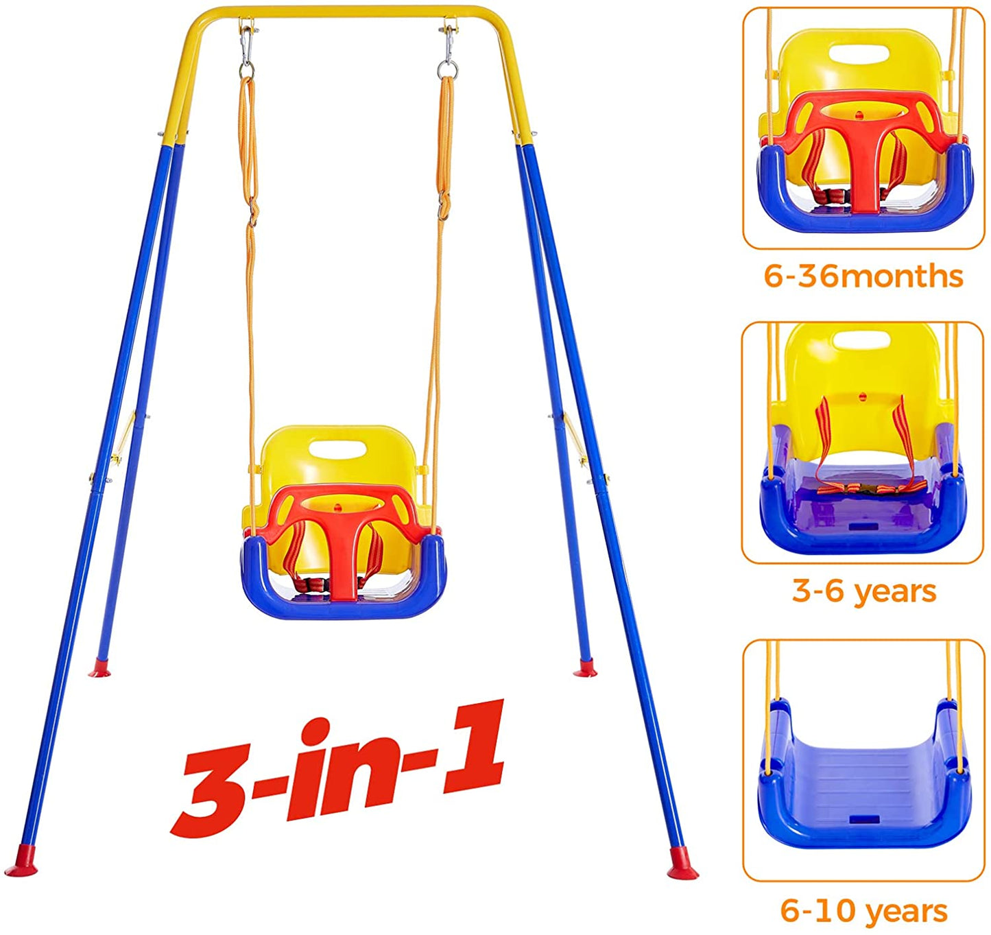 FUNLIO 3-in-1 Swing Set for Toddler with 4 Sandbags