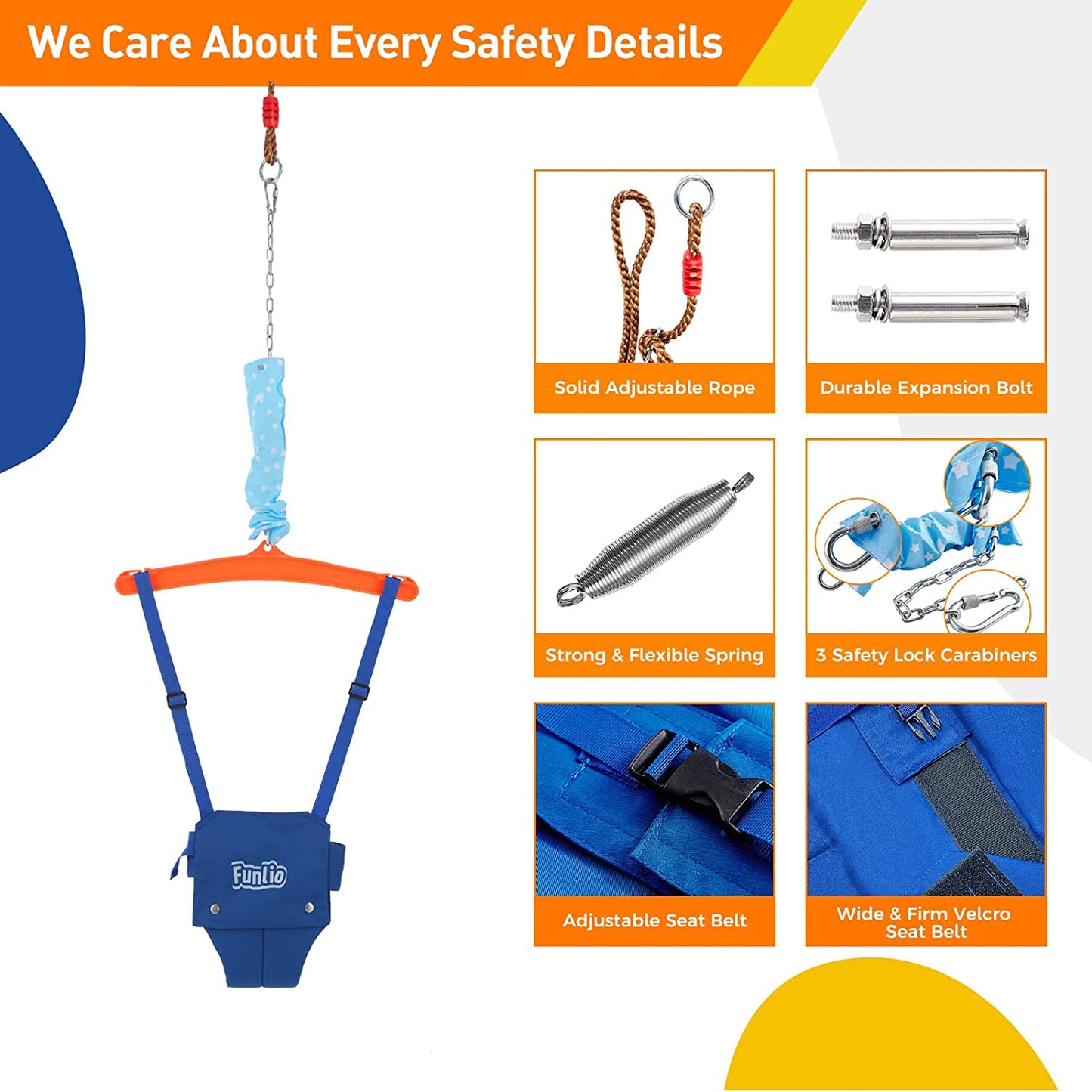 FUNLIO Baby Jumper with a Ceiling Hook for 6-24 Months
