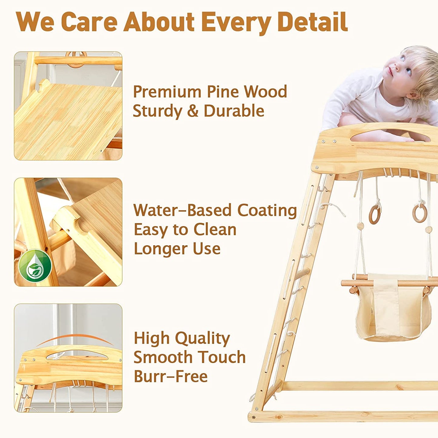FUNLIO 7-in-1 Wood Indoor Playground for Toddlers 2-5