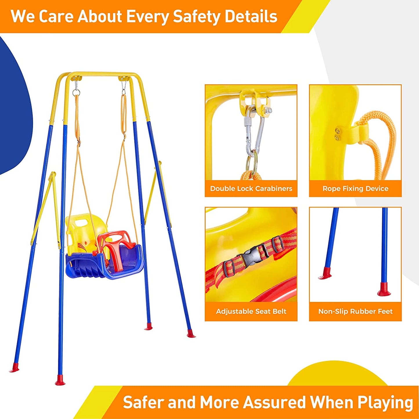 FUNLIO 3-in-1 Swing Set for Toddler with 4 Sandbags