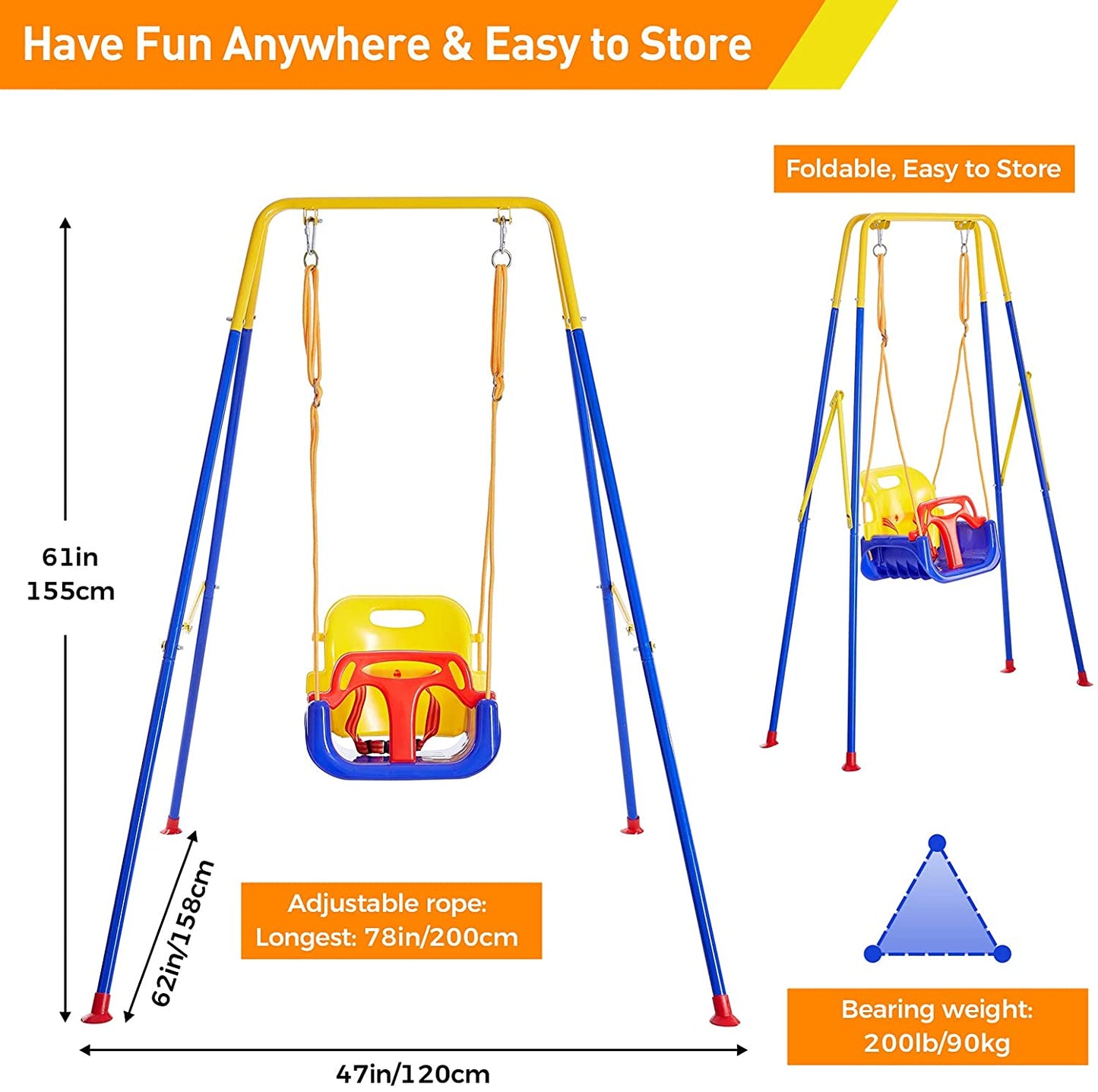 FUNLIO 3-in-1 Swing Set for Toddler with 4 Sandbags