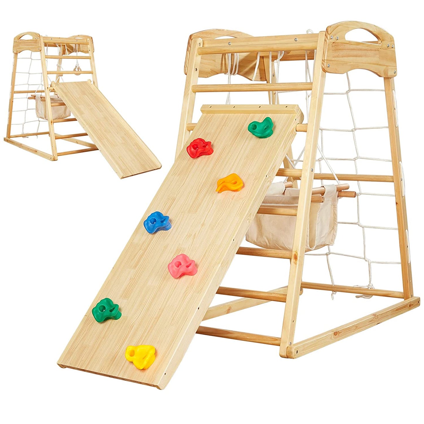 FUNLIO 7-in-1 Wood Indoor Playground for Toddlers 2-5