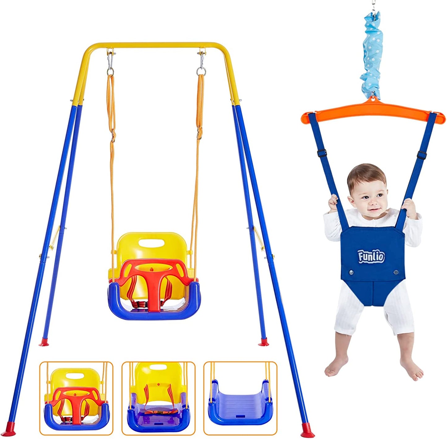 FUNLIO 2 in 1 Swing Set for Toddler & Baby Jumper