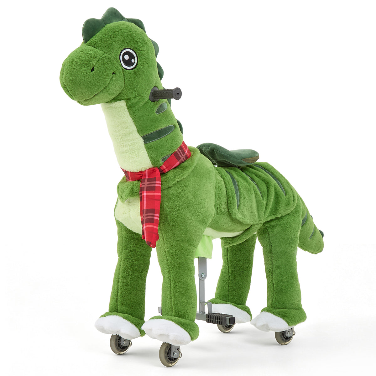 FUNLIO Ride on Dinosaur Horse for Kids 5-12, Plush Ride-On Toys with Wheels for Indoor & Outdoor Play, Easy to Assemble, CPC & CE Certified-Large
