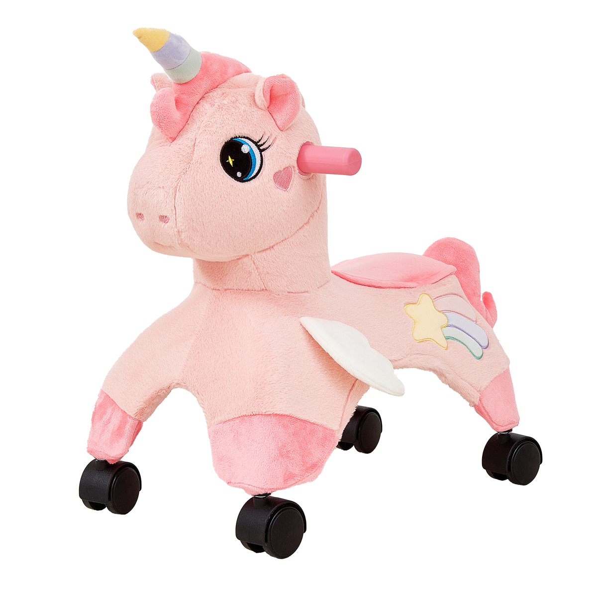 FUNLIO Unicorn Ride On Toys, Toddler Ride On Toys with 360° Wheels-Pink