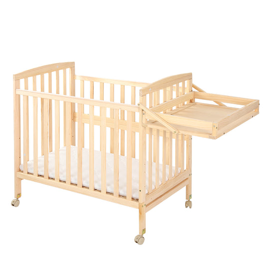 FUNLIO Mini Baby Crib, Paint-Free Pine Wood Crib