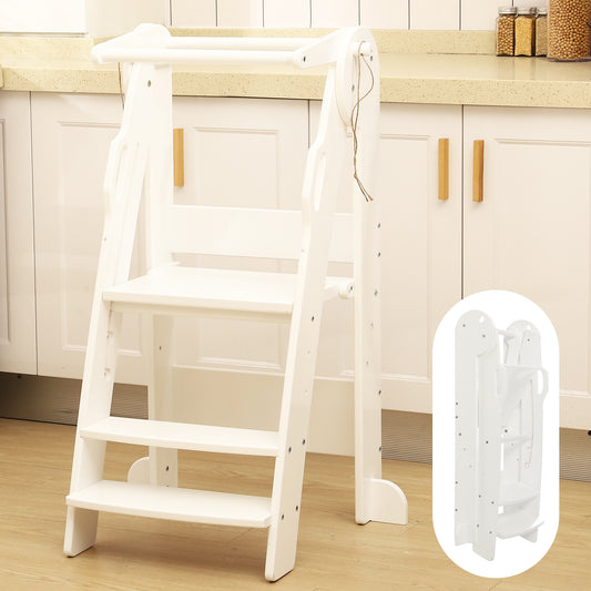 FUNLIO Foldable Kitchen Step Stool for Kids 2-6 Years, White