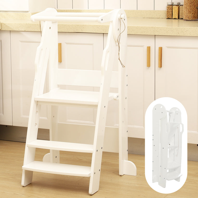 FUNLIO Foldable Kitchen Step Stool for Kids 2-6 Years, White – funlio