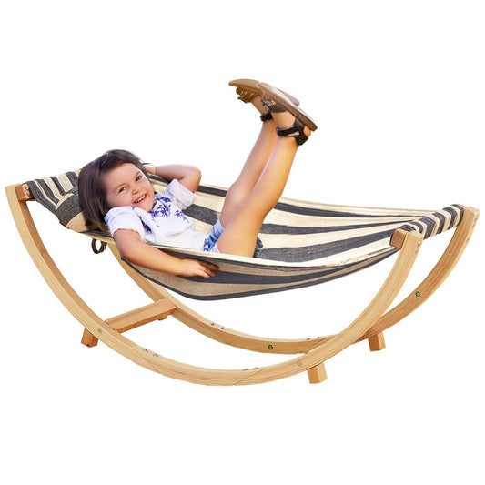 FUNLIO Wooden Rocking Chair for Kids 2-5 Years with Adjustable Pillow