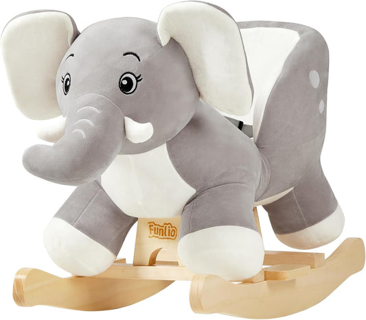 FUNLIO Elephant Baby Rocking Horse for Toddlers 6 Months to 3 Years - Grey