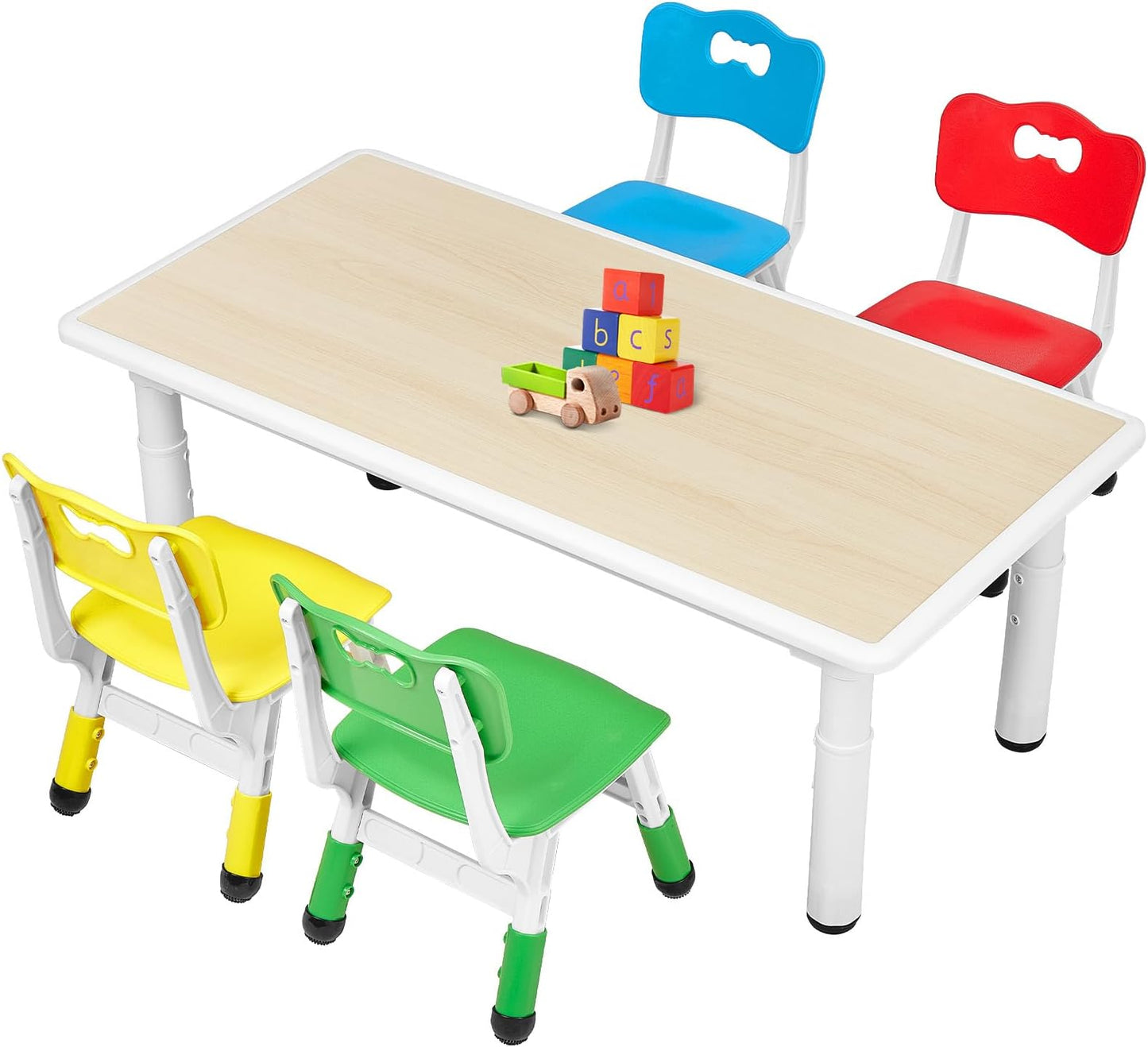 FUNLIO Kids Table and 4 Chairs Set for Ages 3-8 - Multicolor