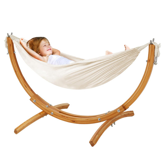 FUNLIO Wooden Hammock with Stand for Kids 3-5 Years