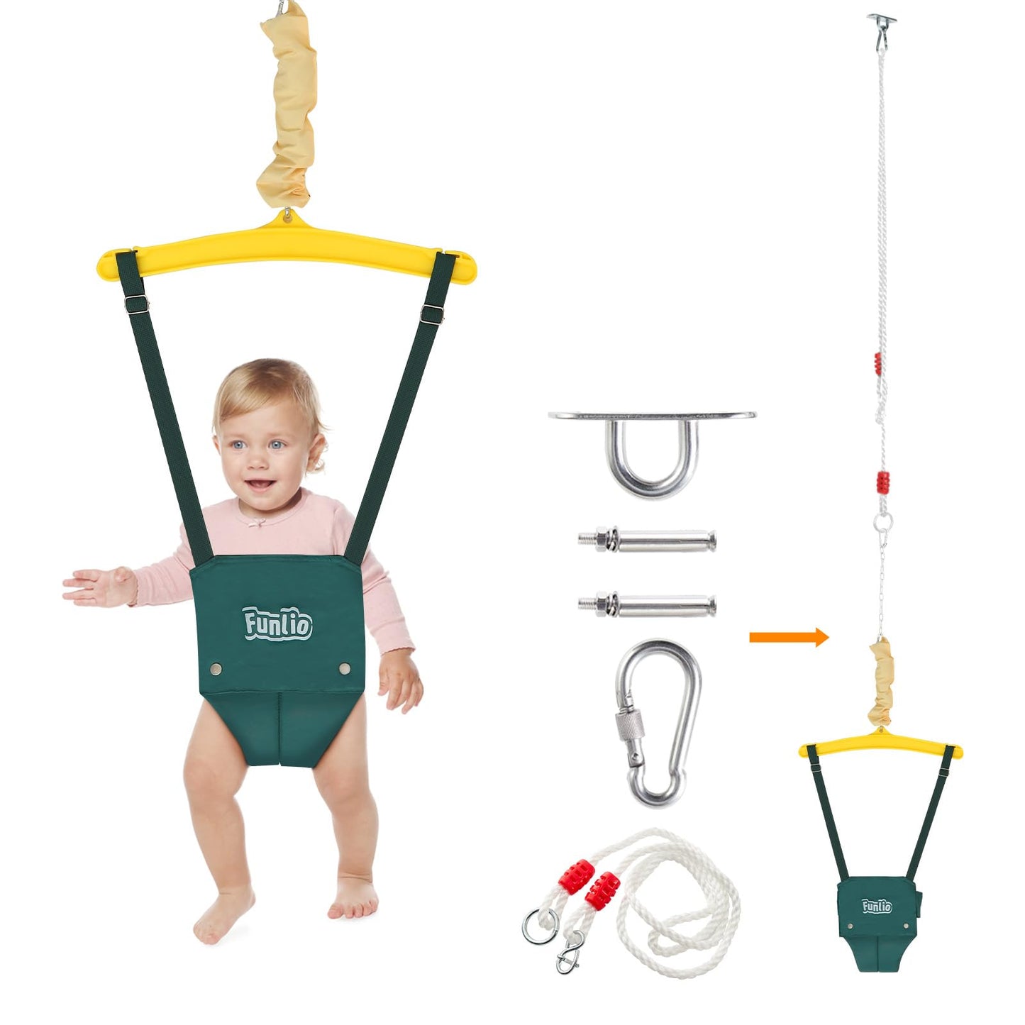 FUNLIO Baby Jumper with a Ceiling Hook for 6-24 Months