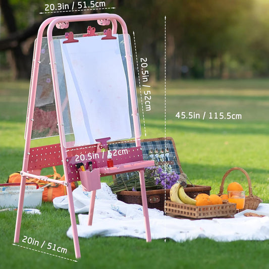 FUNLIO Outdoor Art Easel for Kids Pink