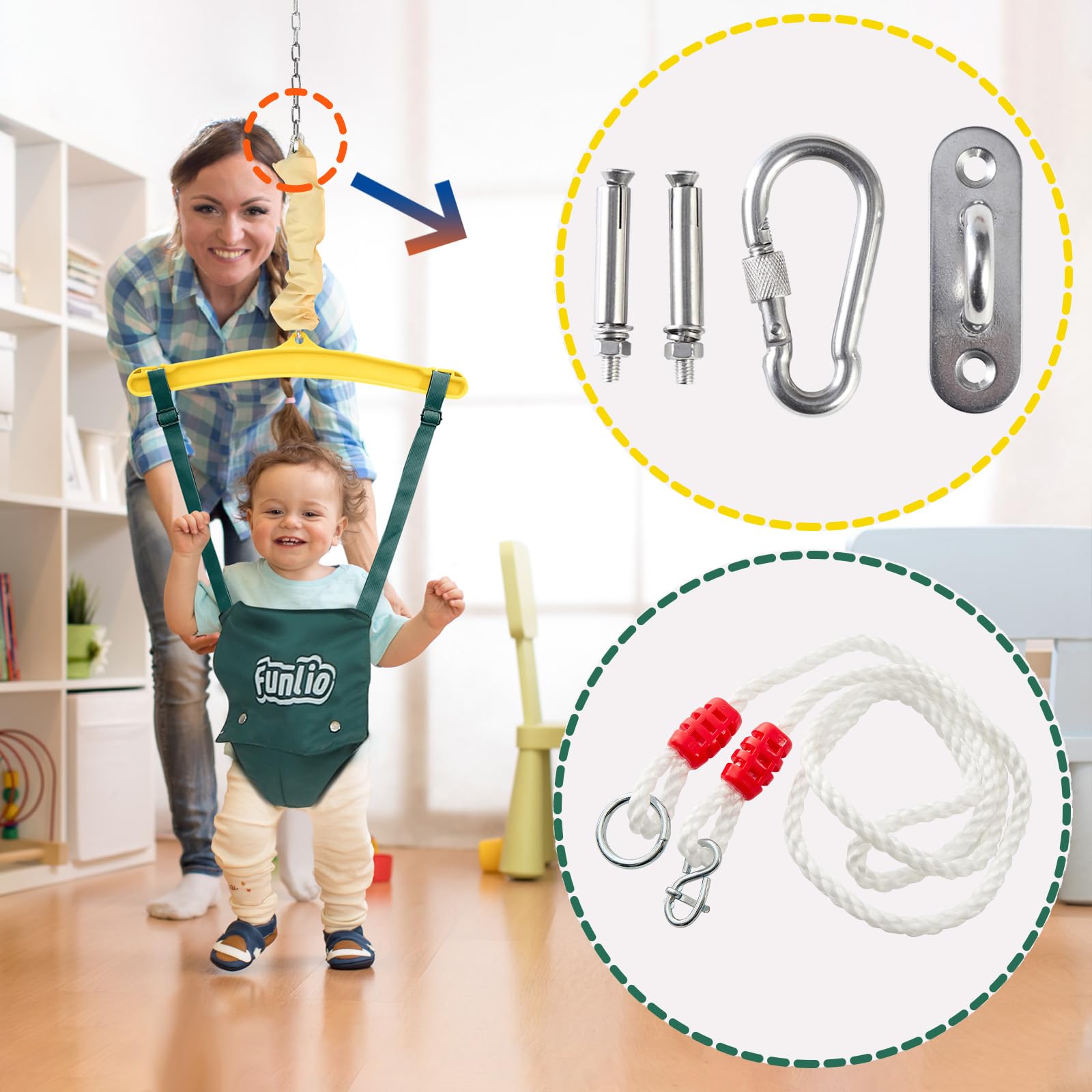 FUNLIO Baby Jumper with a Ceiling Hook for 6 24 Months