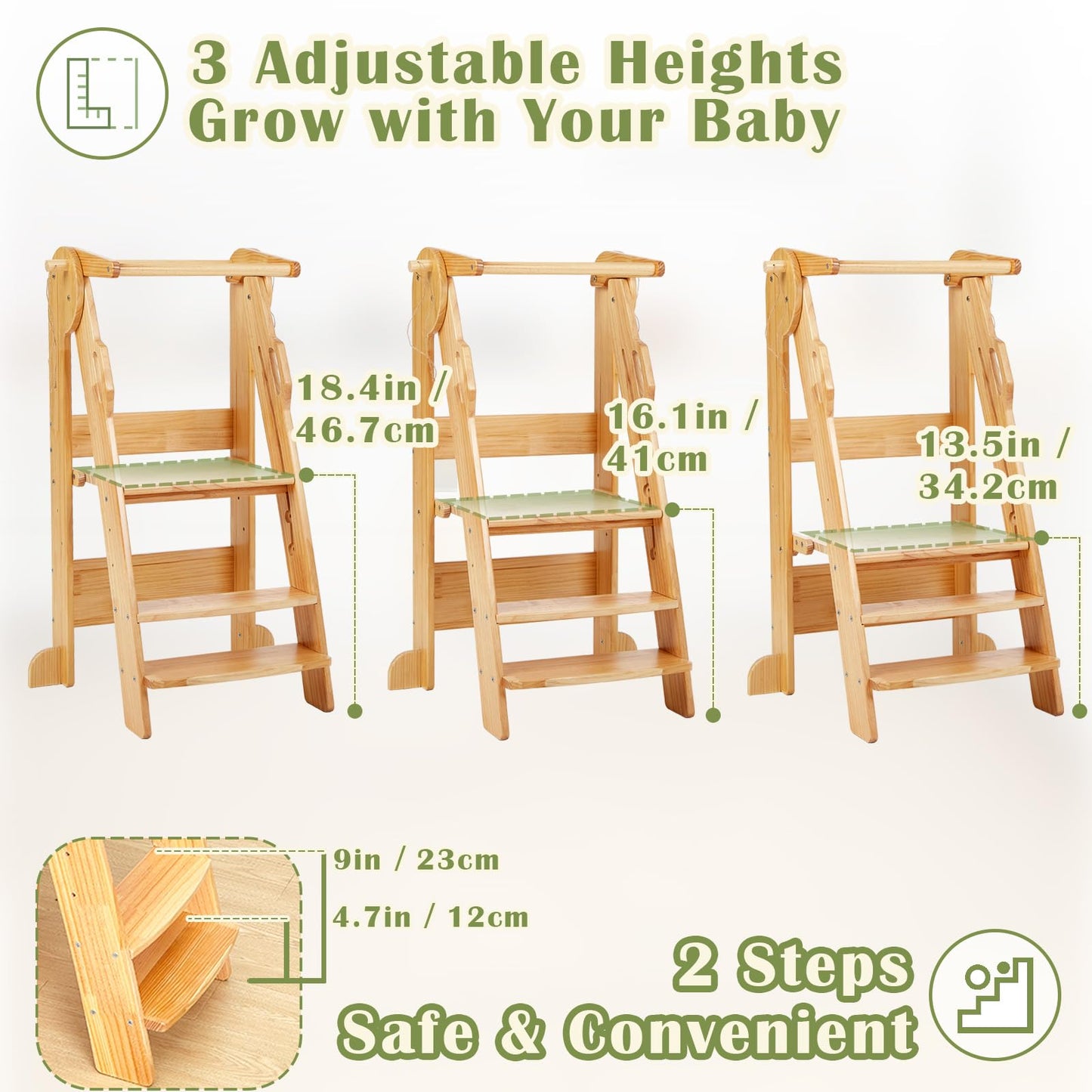 FUNLIO Foldable Kitchen Step Stool for Kids 2-6 Years, Nature