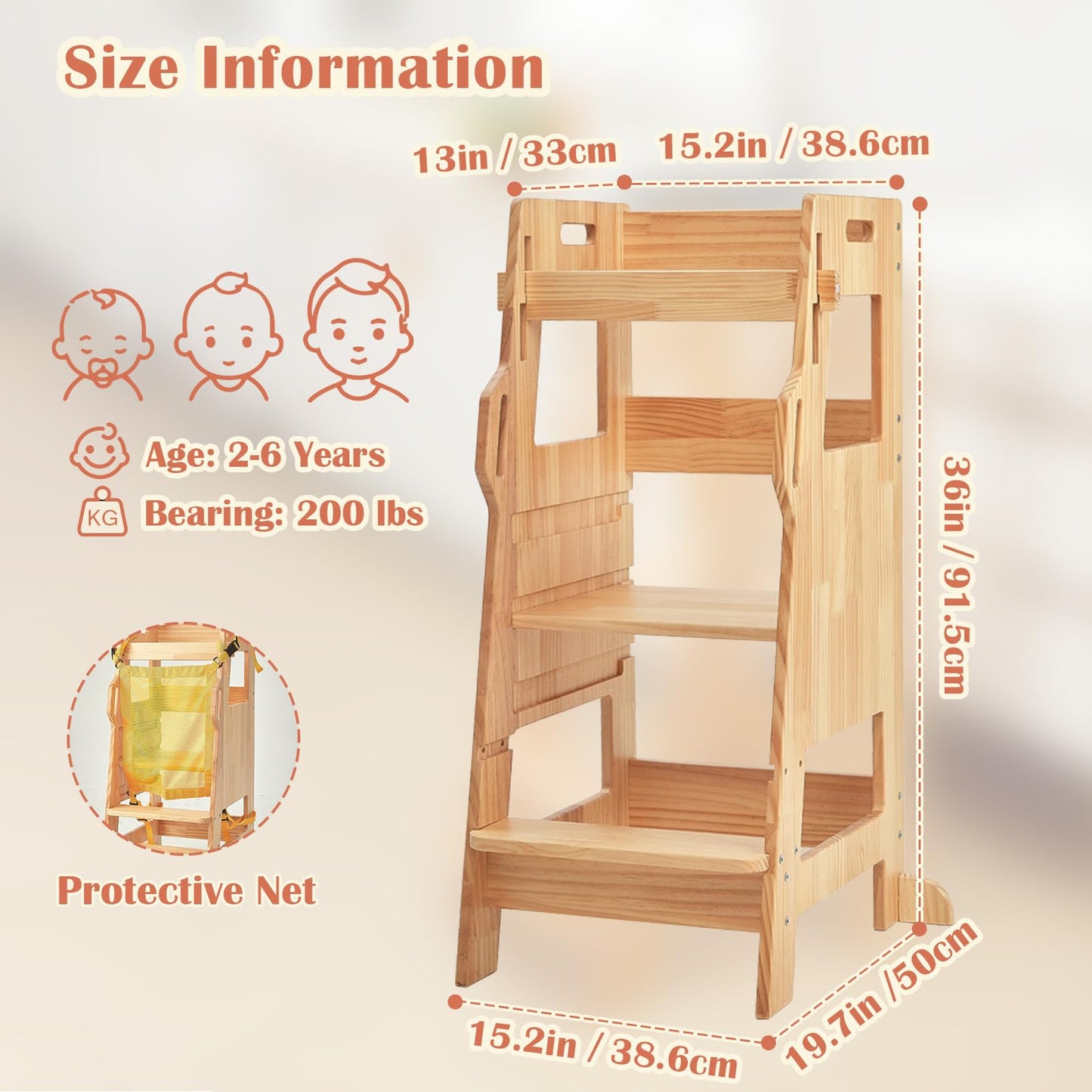 FUNLIO Toddler Tower with Safety Net