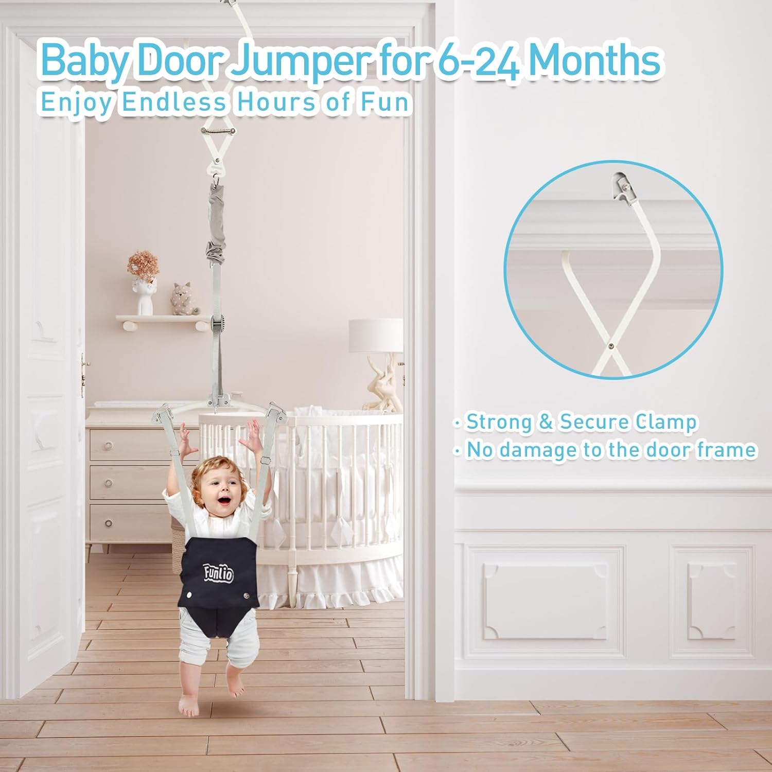 FUNLIO Baby Door Jumper for 6 24 Months with Door Clamp Baby Jumper funlio