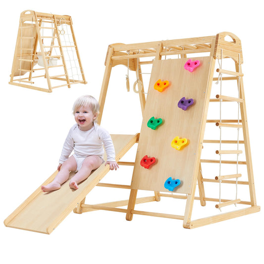 FUNLIO 8-in-1 Wood Indoor Playground for Kids 3-8 Years