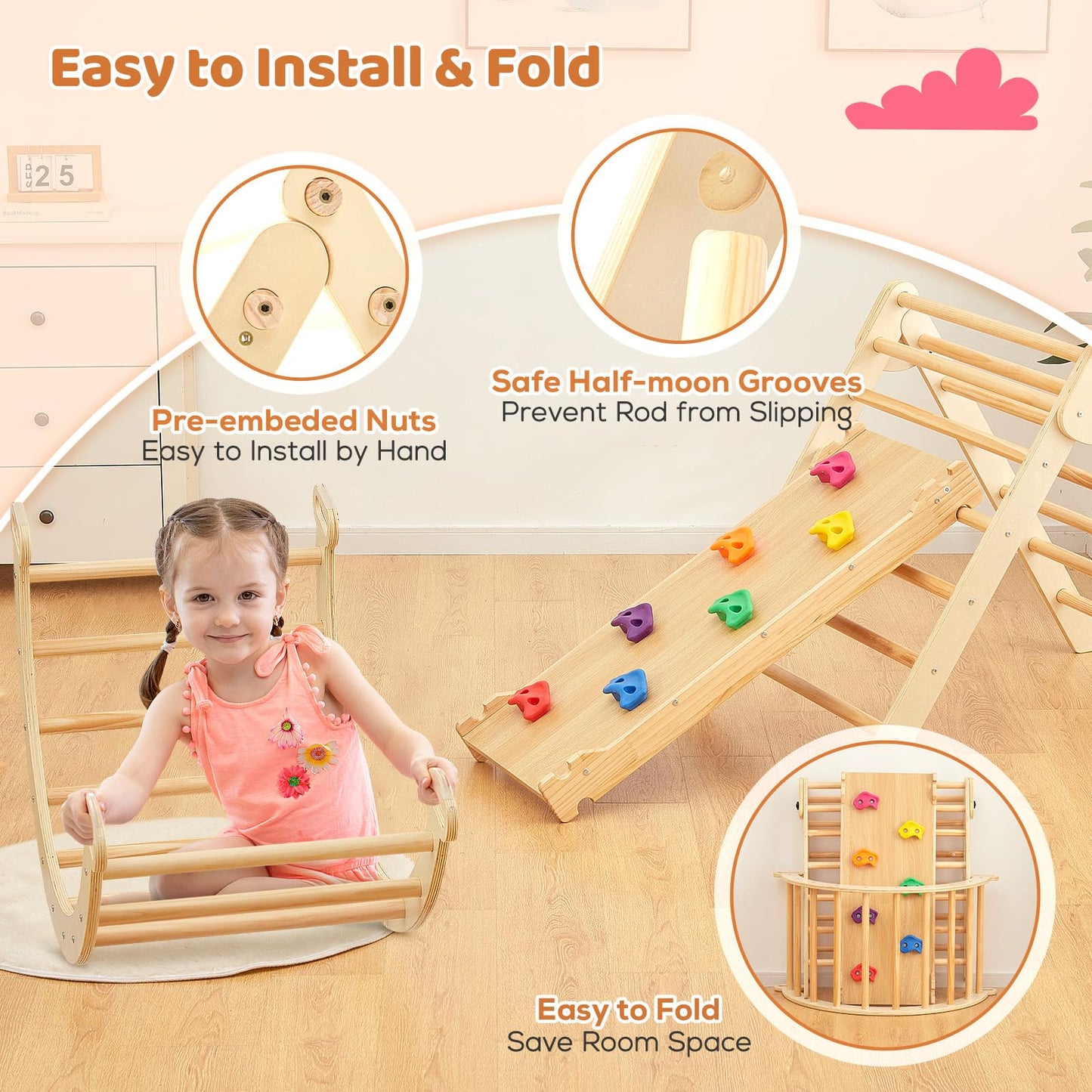 FUNLIO Foldable Pikler Triangle Set (3 Piece)