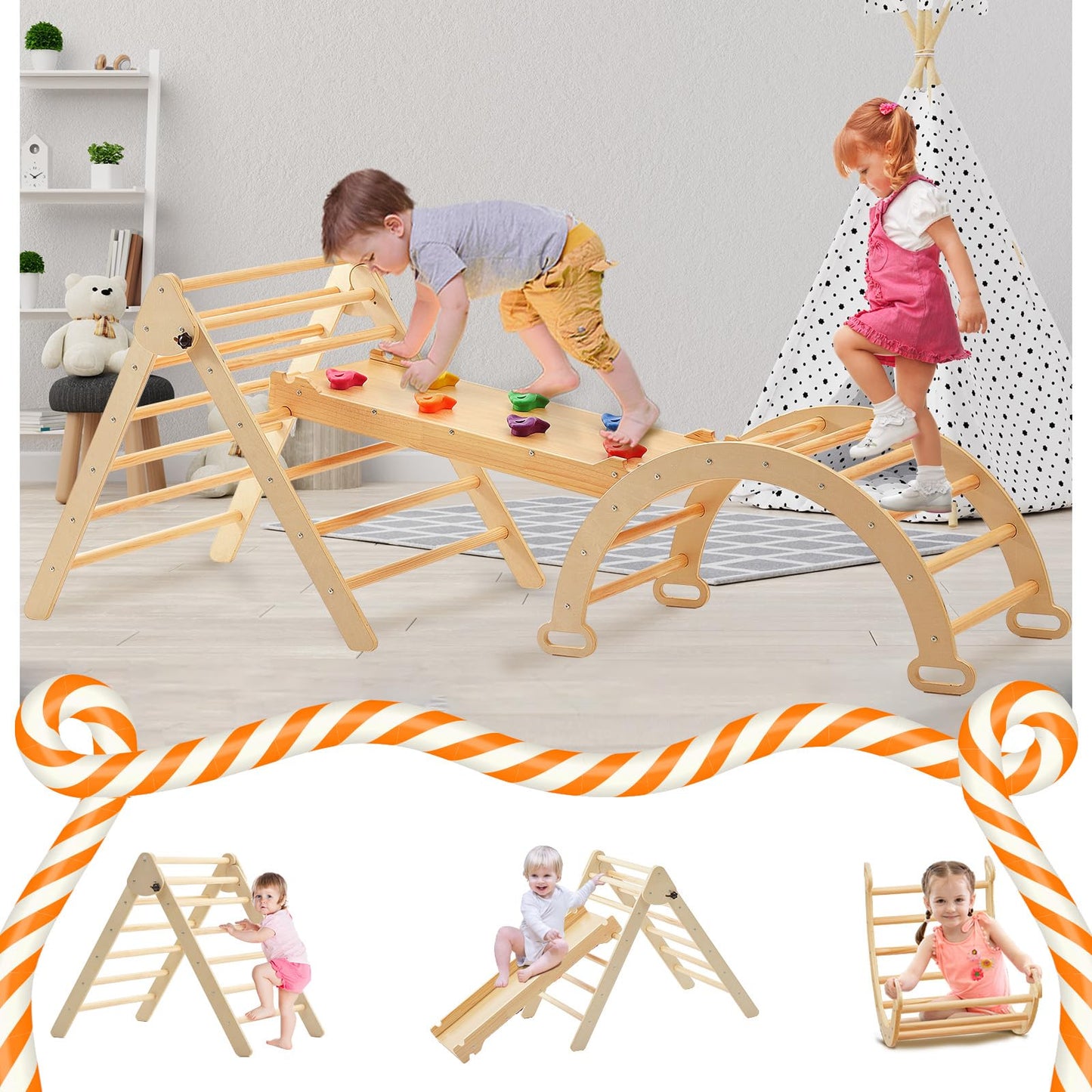 FUNLIO Foldable Pikler Triangle Set (3 Piece)