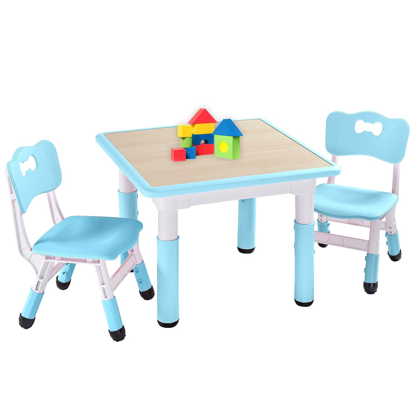 FUNLIO Kids Table and 2 Chairs Set, Height Adjustable Toddler Table and Chair Set