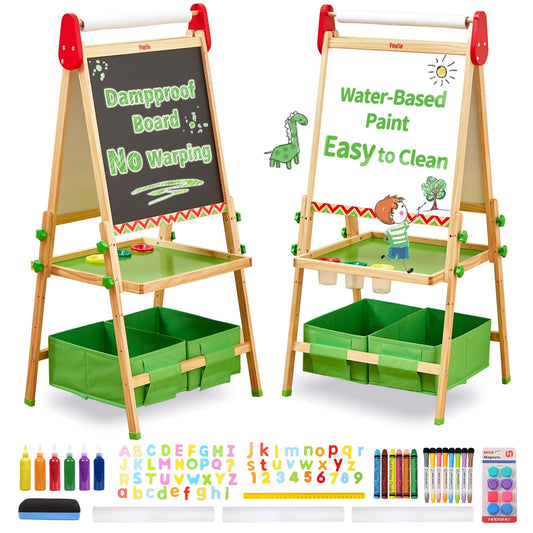 FUNLIO Kids Art Easel, 3 Height Adjustable for Kids, Green