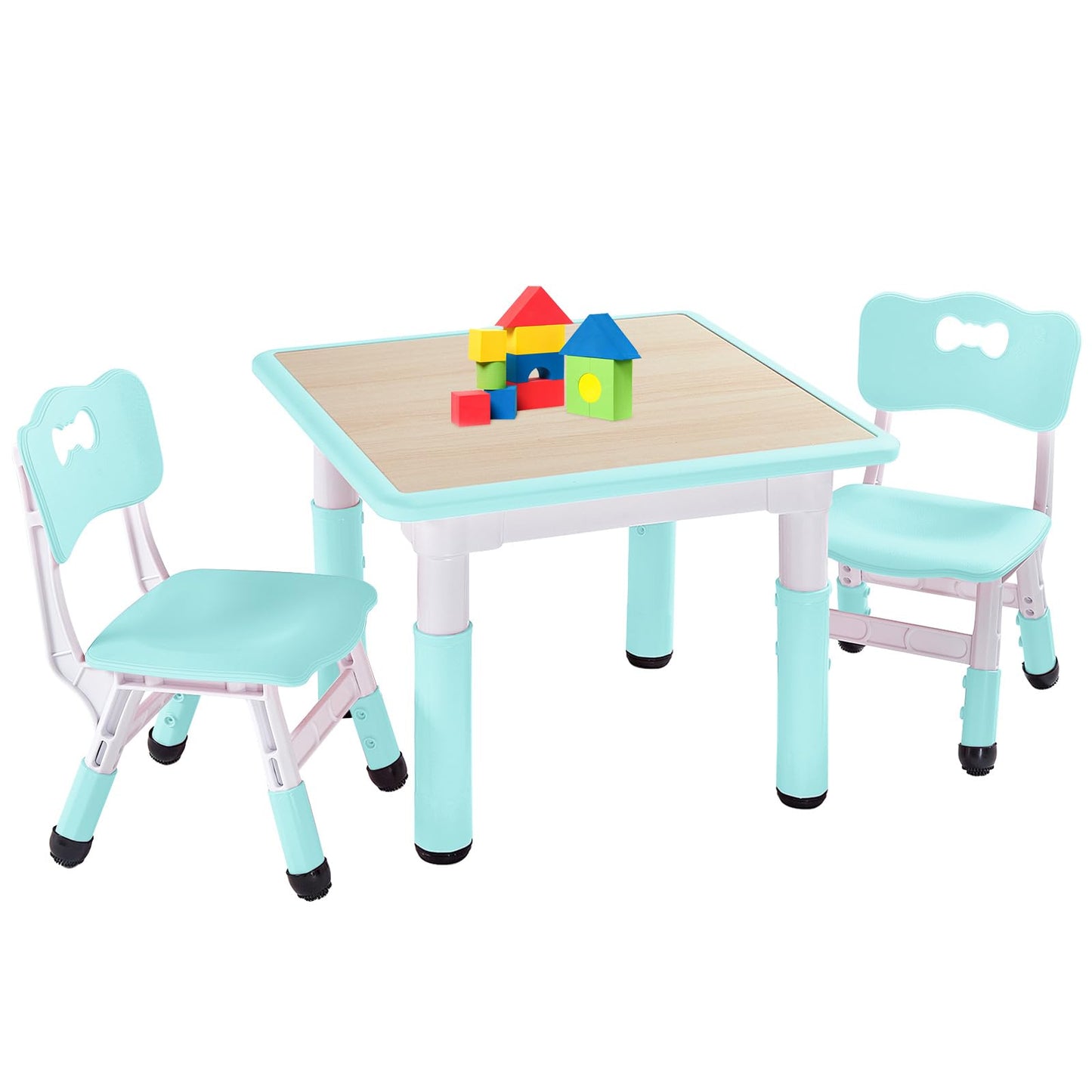 FUNLIO Kids Table and 2 Chairs Set, Height Adjustable Toddler Table and Chair Set