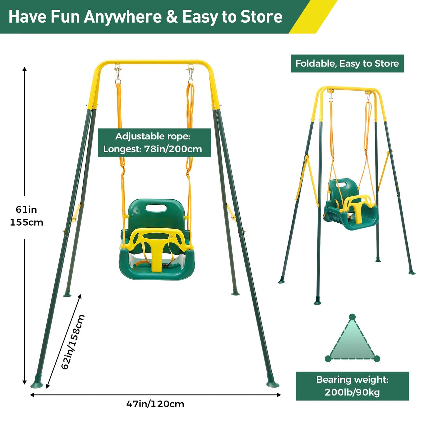 FUNLIO 3-in-1 Toddler Swing Set with 4 Sandbags