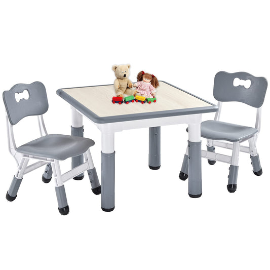 FUNLIO Kids Table and 2 Chairs Set, Height Adjustable Toddler Table and Chair Set