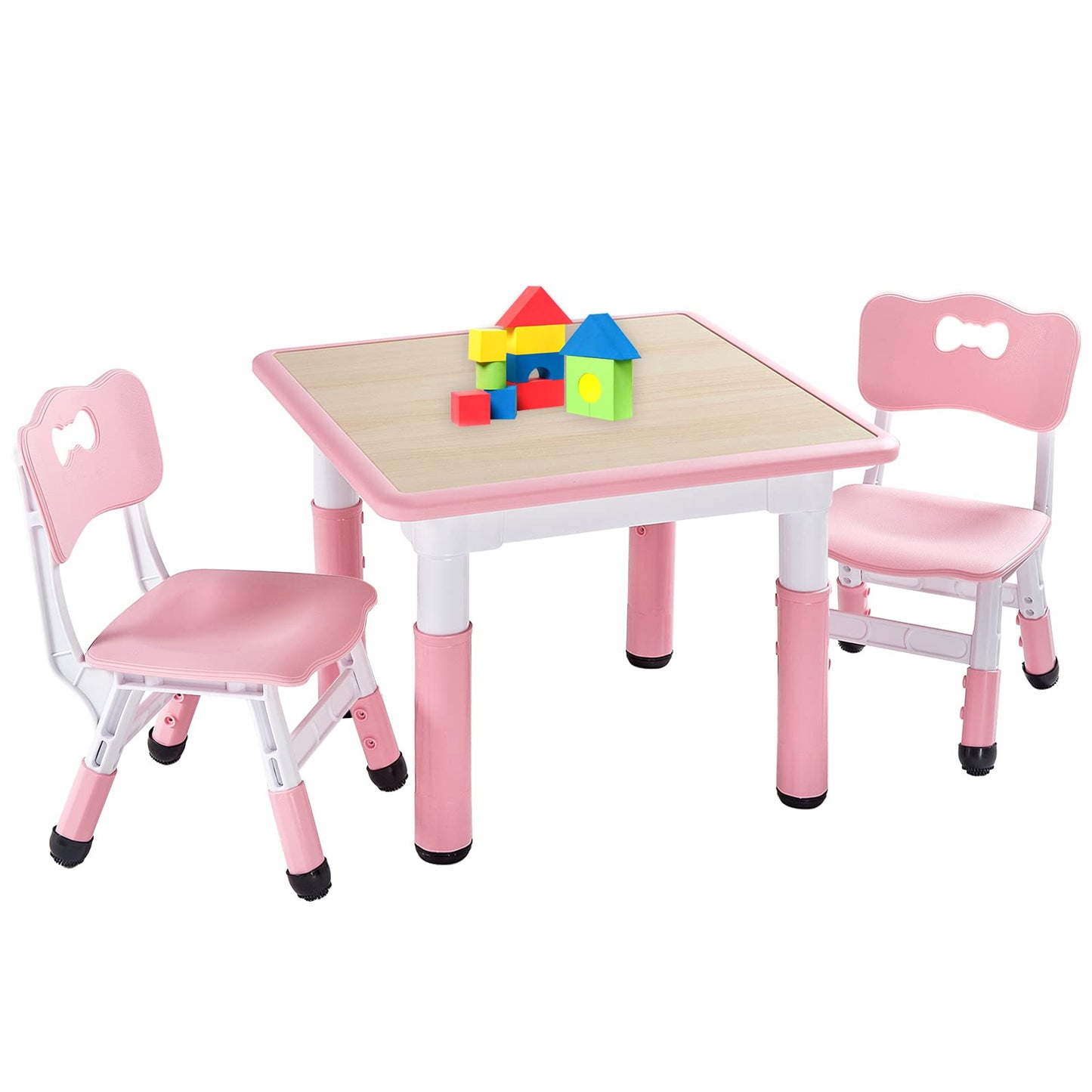 FUNLIO Kids Table and 2 Chairs Set, Height Adjustable Toddler Table and Chair Set