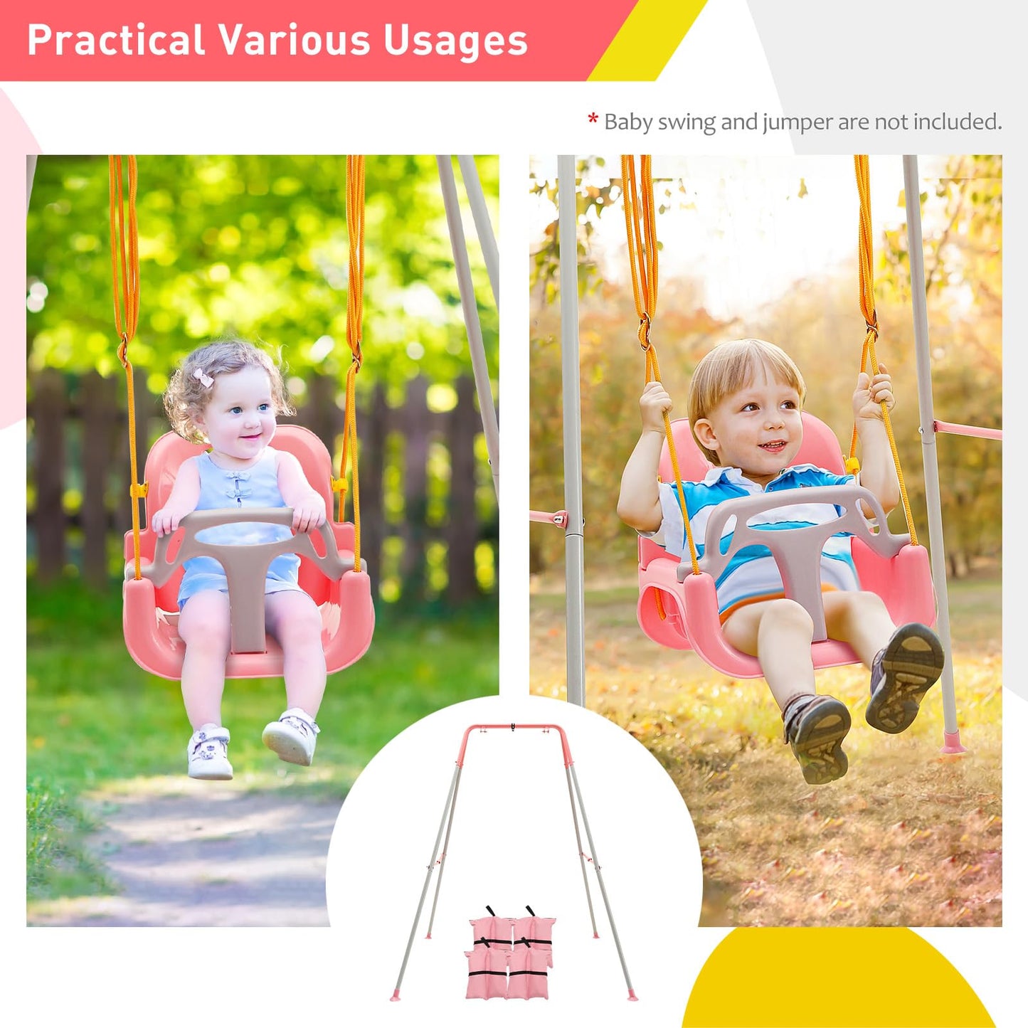 FUNLIO Foldable Swing Stand for Kids with 4 Sandbags