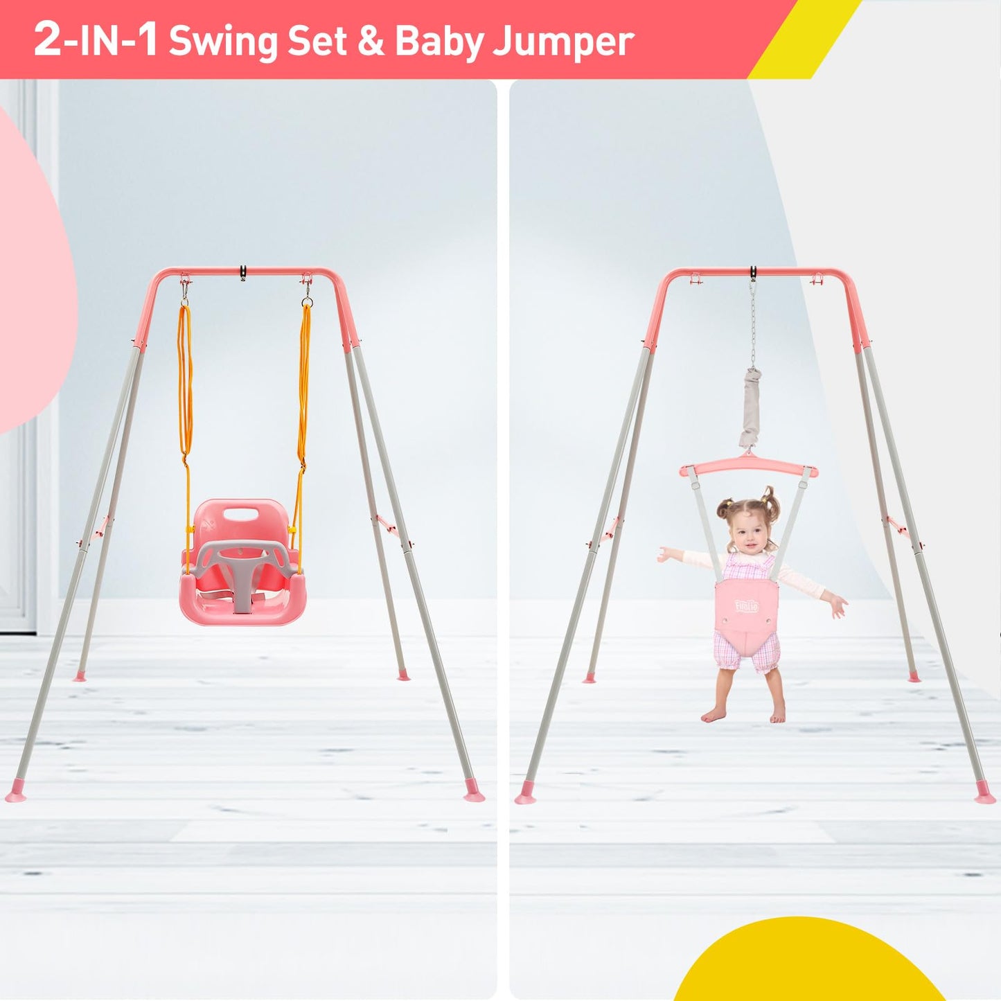 FUNLIO 2 in 1 Swing Set for Toddler & Baby Jumper